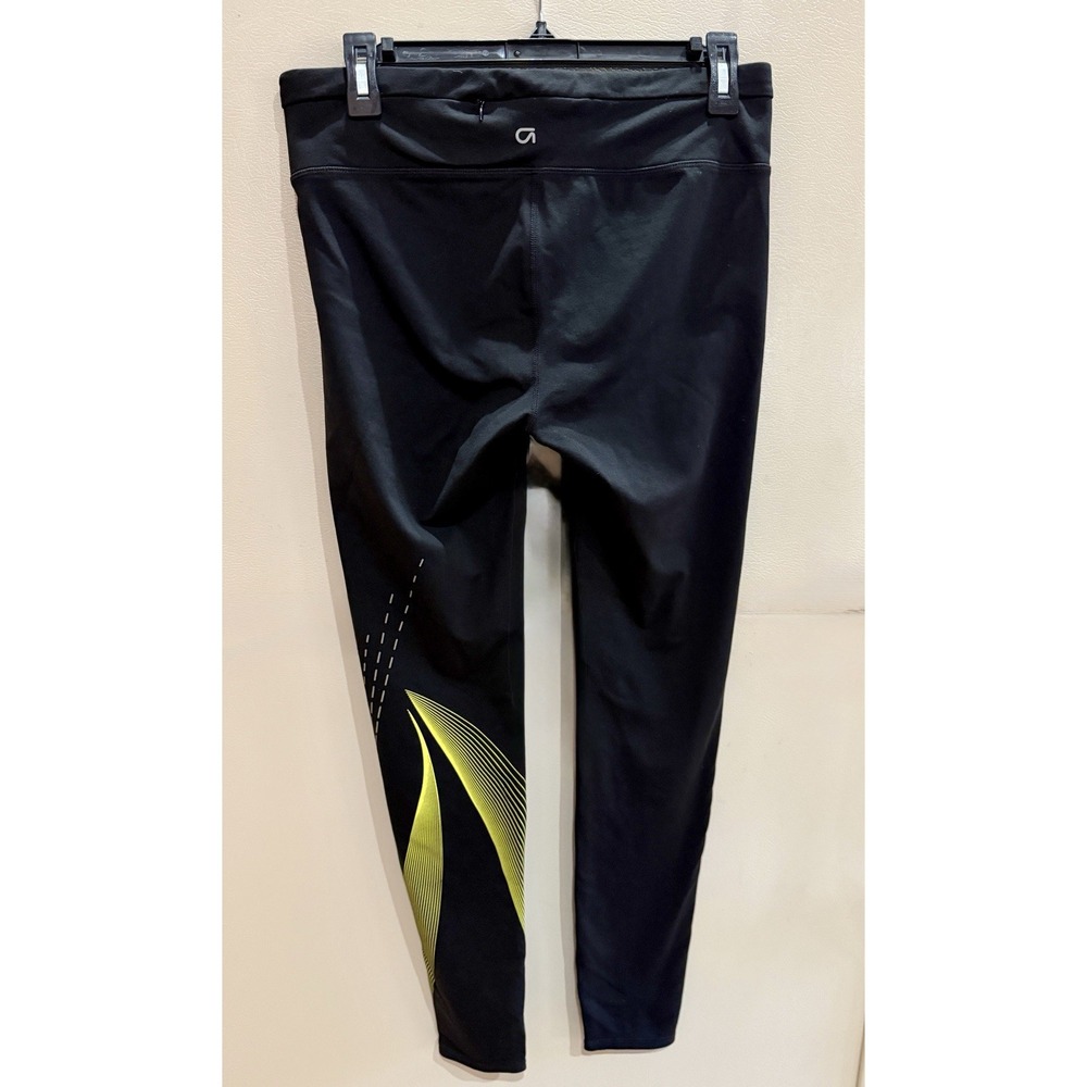 GAP Fit Black Neon Green Graphic Legging Running Outdoor Large